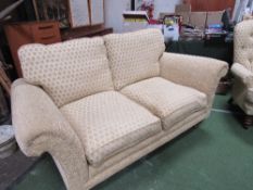 2 seat gold coloured upholstered Parker Knoll sofa, 175cms x 95cms & matching