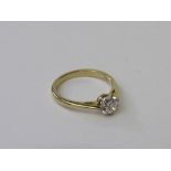 18ct gold solitaire diamond ring, size N 1/2, weight 3.4gms. Estimate £450-500.