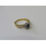 18ct gold, sapphire & diamond cluster ring, size P, weight 5.2gms. Estimate £300-350.