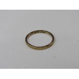 9ct gold wedding band, size P 1/2, weight 1.9gms. Estimate £30-40.