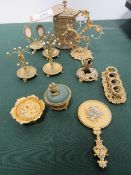 Collection of Mirella gold plated trinkets, jewellery stands etc. Estimate £10-15.