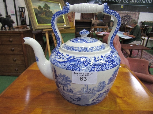 Large Spode Italian pattern blue & white kettle. Estimate £50-80. - Image 2 of 2