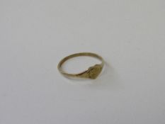 9ct gold 'sweetheart' ring, size M, weight 0.7gms. Estimate £20-30.