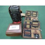 Rolleicord DBP DBGM cine camera in leather case, complete with accessories. Estimate £50-80.