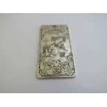 Chinese silver coloured ceremonial plaque, 9.5cms x 5cms. Estimate £20-40.