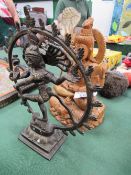 Wooden statue of Shiva & a metal dancing Shiva. Estimate £50-70.