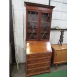 Mahogany bureau/bookcase, 71cms x 47cms x 197cms. Estimate £40-60.