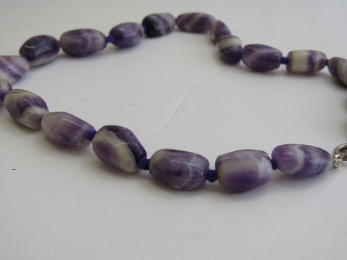 Possibly Blue John blue bead necklace, length 38cms. Estimate £20-30. - Image 2 of 2