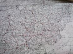 WWII Ordnance Survey Secret Map, Military edition detailing East Anglia & where military law would