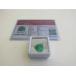 Natural trillion cut loose emerald, weight 6.70ct with certificate. Estimate £50-70.