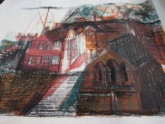 Limited edition unframed pastel of chapel & local community signed by the artist John Watson,