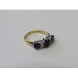 18ct gold, amethyst & diamond ring, size N, weight 4.3gms. Estimate £350-400.