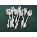 Set of 10 sterling silver coffee spoons, approx 2.5ozt. Estimate £80-120.