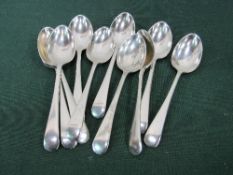 Set of 10 sterling silver coffee spoons, approx 2.5ozt. Estimate £80-120.