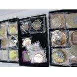 3 boxes of various coins: 5 Diana Her Life in Jewels; 3 Great British coin replicas & Cook Islands 1
