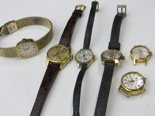 6 ladies' wristwatches including 2 Tissot. Estimate £10-20.