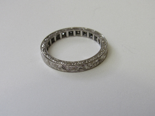 18ct white gold eternity ring, 1/2 set with diamonds, size P, weight 4.9gms. Estimate £350-400. - Image 2 of 2