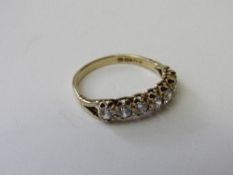 9ct gold ring set with CZ stones, size N, weight 2.0gms. Estimate £40-60.