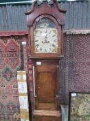 Long case clock, second hand, date aperture, with a rural scene by Edward Poulson of Newtown,