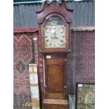 Long case clock, second hand, date aperture, with a rural scene by Edward Poulson of Newtown,