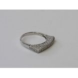 18ct white gold, pave set diamond ring, size P, weight 4.2gms. Estimate £400-500.