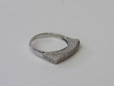 18ct white gold, pave set diamond ring, size P, weight 4.2gms. Estimate £400-500.