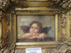 2 gilt framed pictures of Putto. Estimate £5-10.