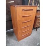 G-Plan chest of 6 drawers, 56cms x 45cms x 104cms. Estimate £60-80.