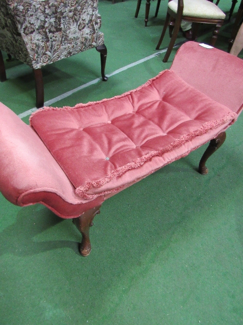 Pink upholstered long stool with shaped ends - Image 2 of 3