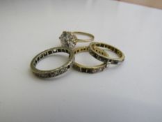 9ct gold & diamond eternity ring (some stones missing), weight 2gms, 2 eternity rings & a 9ct gold &