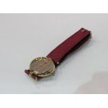 Must de Cartier quartz gold plated wristwatch with red leather strap, good working order.