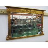 Gilt decorated framed over mantle mirror, 112cms x 76cms.