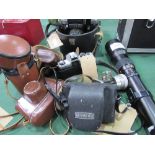 2 Kneb; Zorki; Practica & Yashica cameras (5), 2 lenses & a grip. Estimate £50-80.