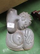 Carved stone African sculpture of mother & child. Estimate £100-150.