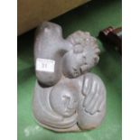 Carved stone African sculpture of mother & child. Estimate £100-150.