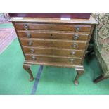 Mahogany 5 drawer standing canteen for cutlery, 60cms x 40cms x 77cms. Estimate £40-60.