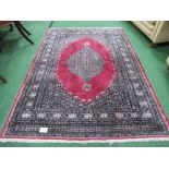 Red ground Pakistan hand knotted carpet, 196 x 137.