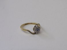 18ct gold, sapphire & diamond posy ring, size N, weight 2.2gms. Estimate £160-180.