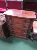 Mahogany commode in the form of a 4 drawer chest (no liner) on bun feet, 62cms x 37cms x 75cms.