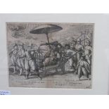 Framed & glazed copper engraving of scenes of life in the East Indies, originally from Jan