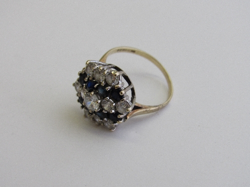Lady's 9ct yellow gold cluster ring with blue & white stones, size N 1/2, weight 3.2gms. Estimate £ - Image 2 of 2