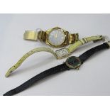 Citizen gold coloured case & strap gent's wristwatch, together with a Gucci & a Pulsa lady's