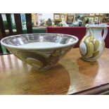 Aldermaston pottery bowl & jug by Alan Caiger-Smith, height 20cms, diameter 32cms. (jug has slight