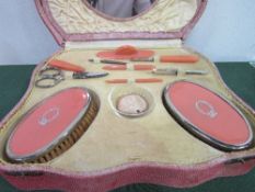 1950's lady's dressing table set in original case. Estimate £10-15.