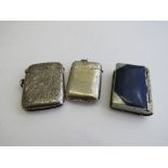 Decorated hallmarked silver vesta case, Birmingham 1907, weight 1.4ozt & 2 other vesta cases.