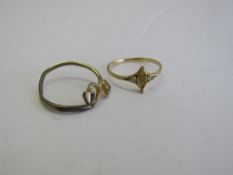 9ct gold (tested) ring & 1 other, size L. Estimate £20-30.