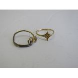9ct gold (tested) ring & 1 other, size L. Estimate £20-30.