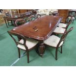 Mahogany wind-out extendable dining table on castors with 2 leaves & winding handle, 207cms (