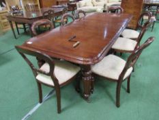 Mahogany wind-out extendable dining table on castors with 2 leaves & winding handle, 207cms (