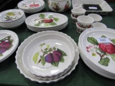 Portmeirion Pomana table ware: 33 pieces including flan dishes & a bowl, together with 6 silver